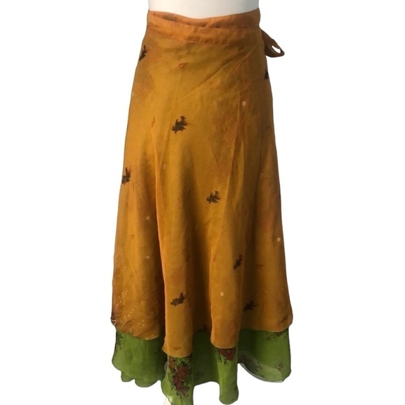 My Choice Flowy Boho Gypsy Double Layered Wrap Skirt One Size Fits Most - Picture 2 of 13